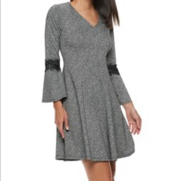 ELLE™ | Women’s Lace-Trim Fit & Flare Dress | Sz S - Picture 2 of 5